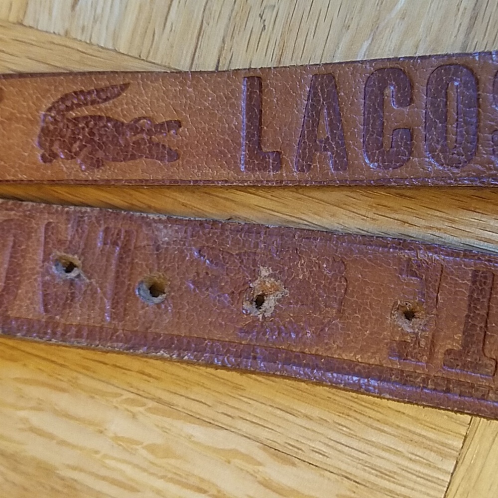 RARE Vintage Lacoste leather embossed monogrammed belt and buckle Warrior - Picture 11 of 11